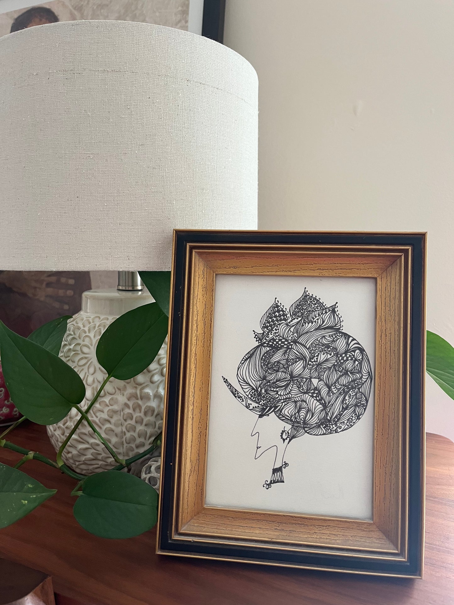Shinge Shahi (i) - Framed Drawing (5x7 in)