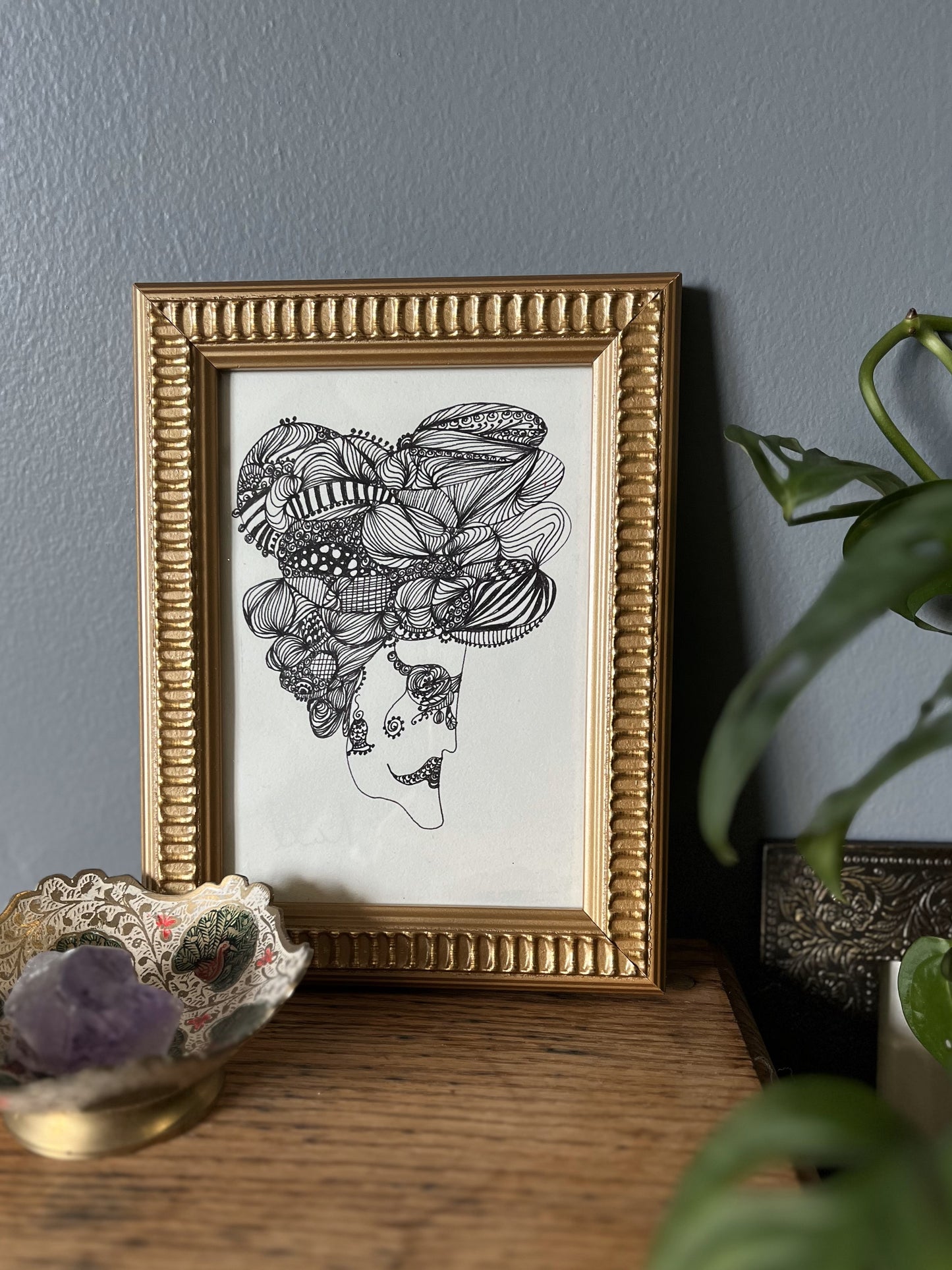 Mantri (i) - Framed Drawing (5x7 in)