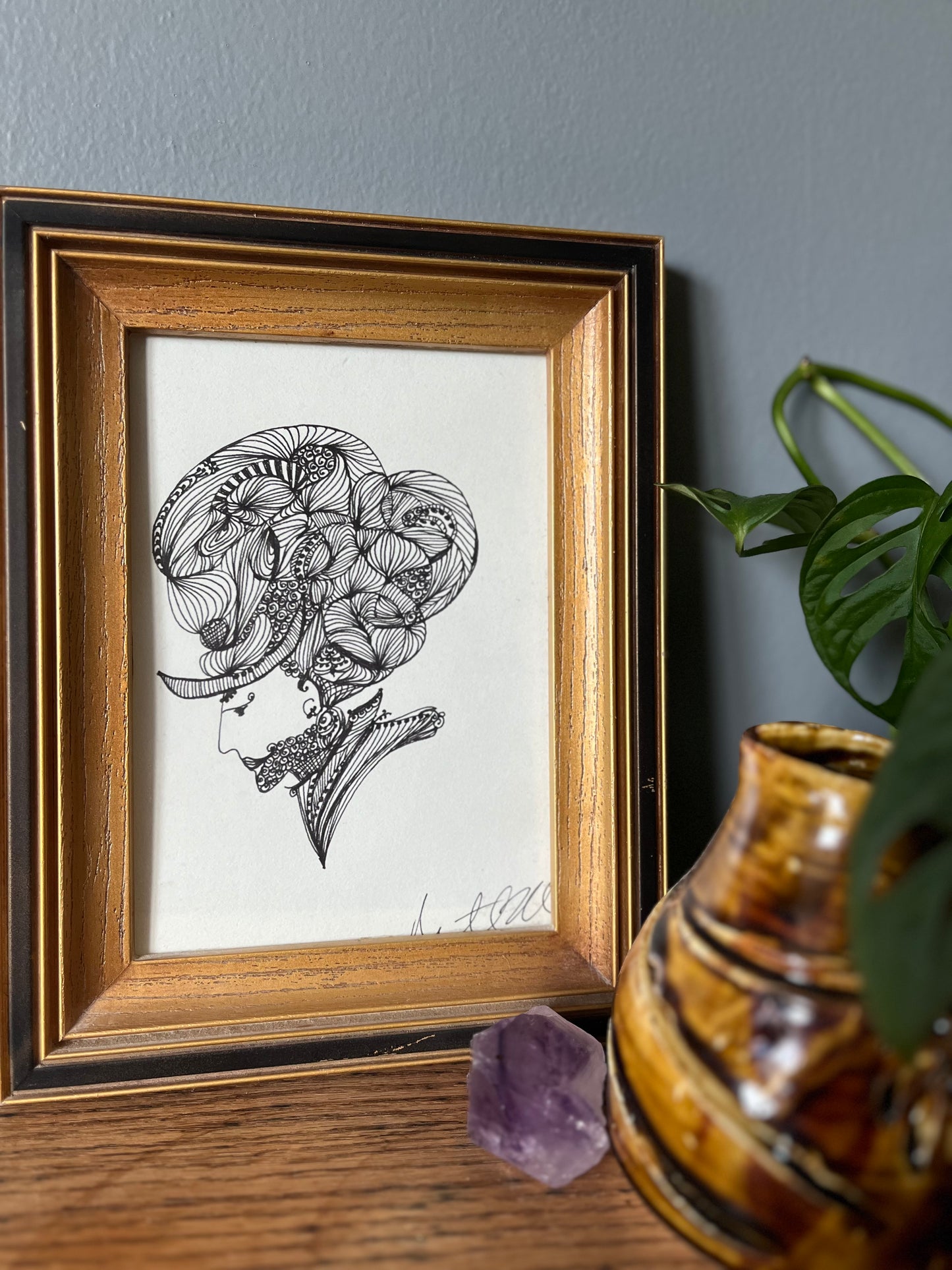 Shinge Shahi (ii) - Framed Drawing (5x7 in)