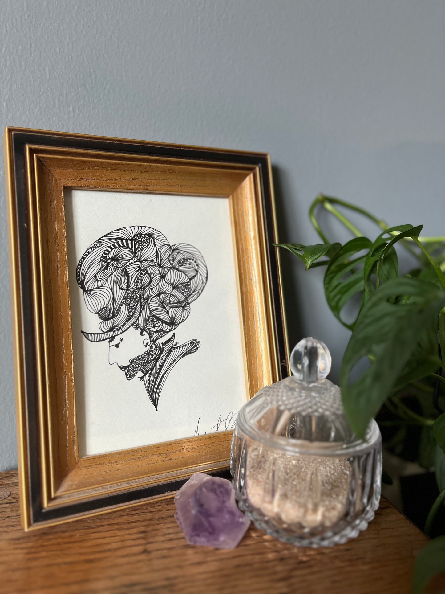 Shinge Shahi (ii) - Framed Drawing (5x7 in)