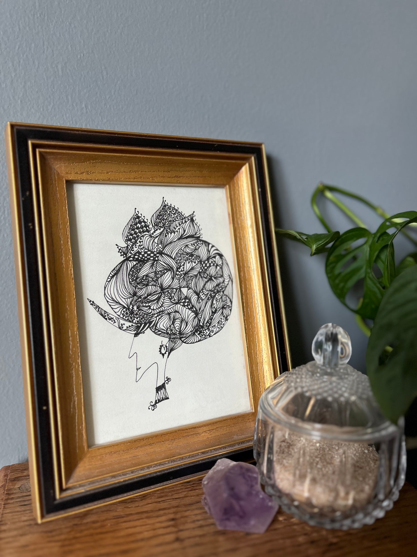 Shinge Shahi (i) - Framed Drawing (5x7 in)