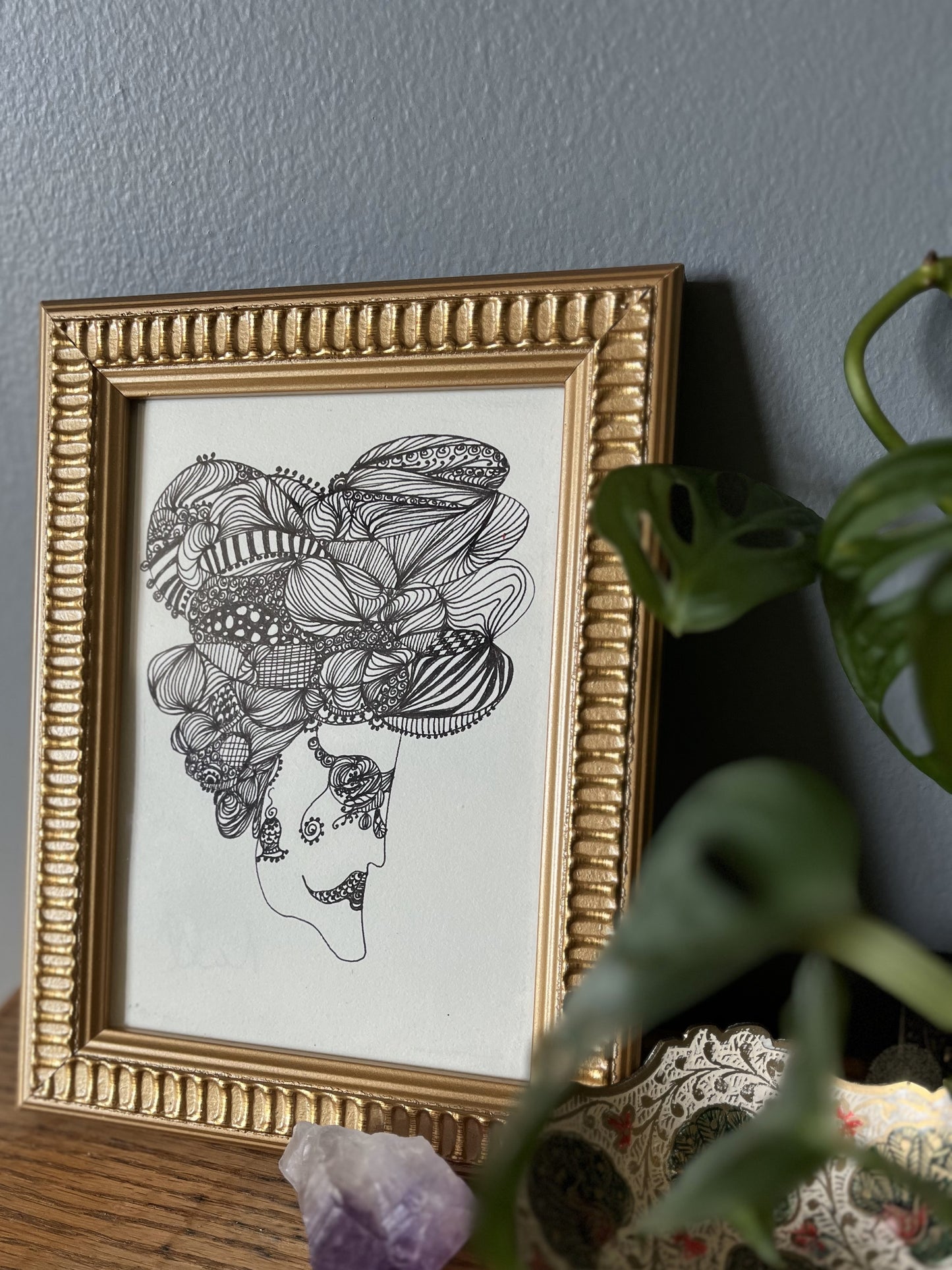 Mantri (i) - Framed Drawing (5x7 in)